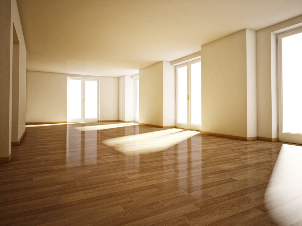 Ein heller Raum mit geöltem Bambusparkett von Domke Parkett aus Berlin.